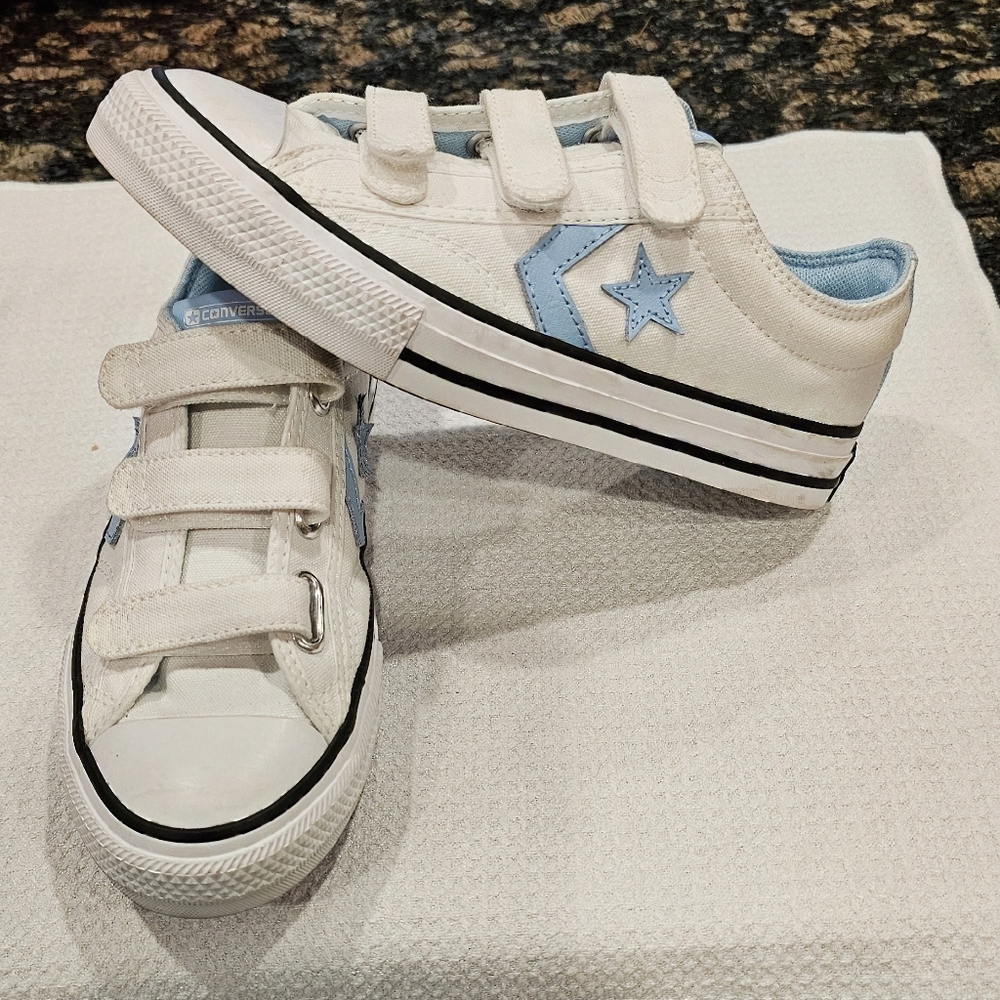 Converse Sneakers Star Player 76 Slip On White Blue NEW Unisex Kid's Size 2.5